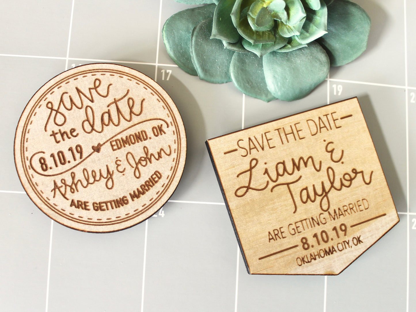 Wood Save the Date Magnets