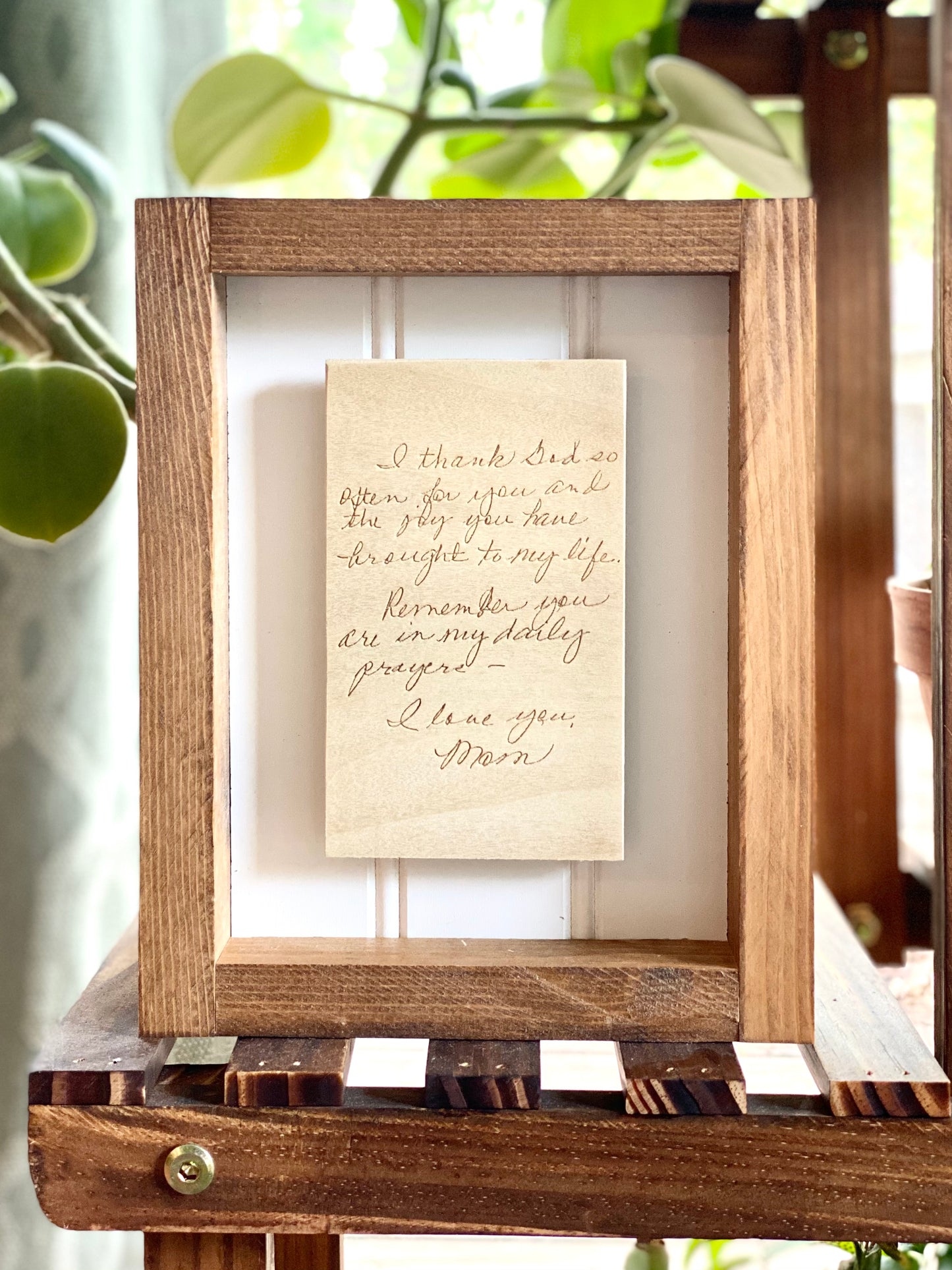 Framed Handwritten Wood Card