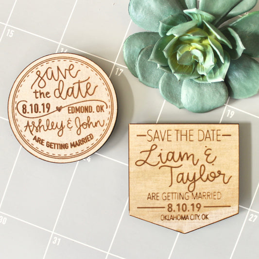 Wood Save the Date Magnets