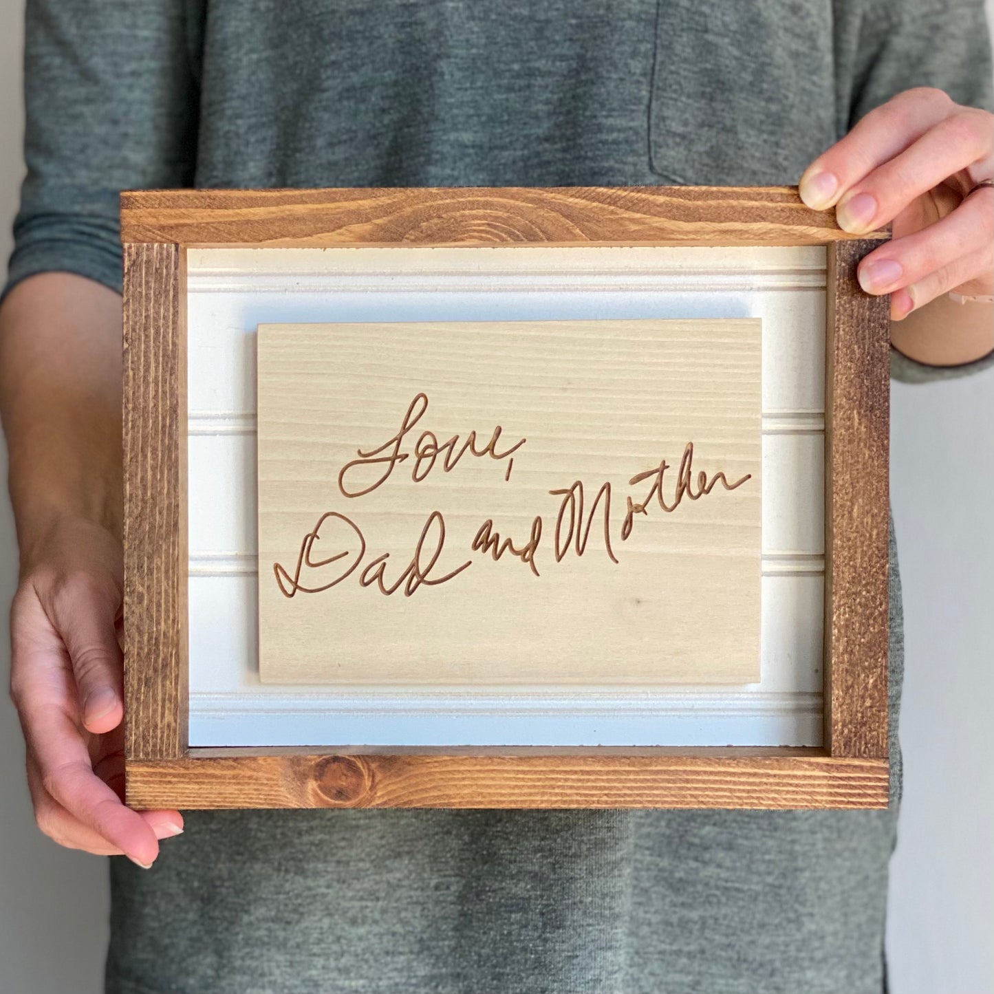 Framed Handwritten Wood Card