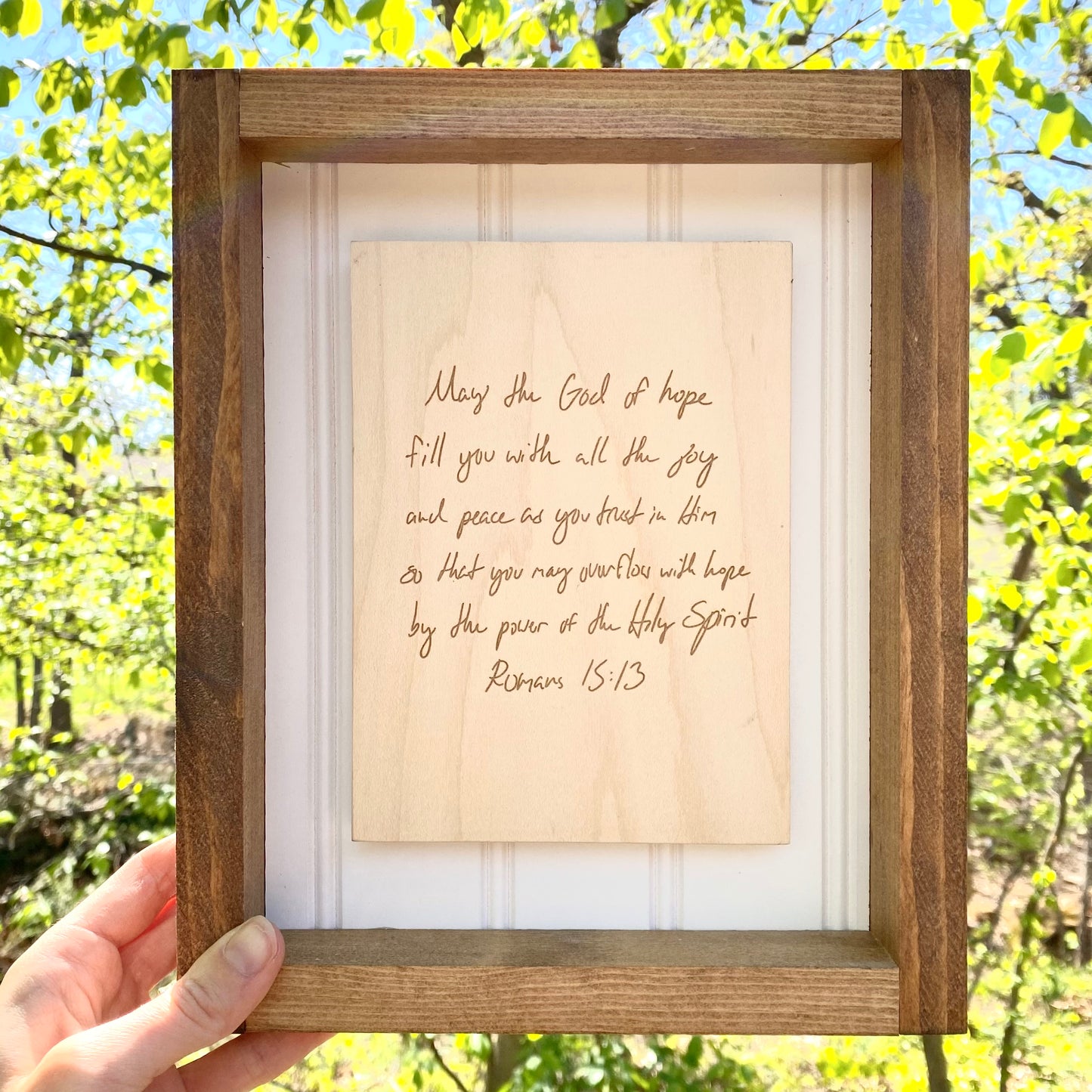 Framed Handwritten Wood Card