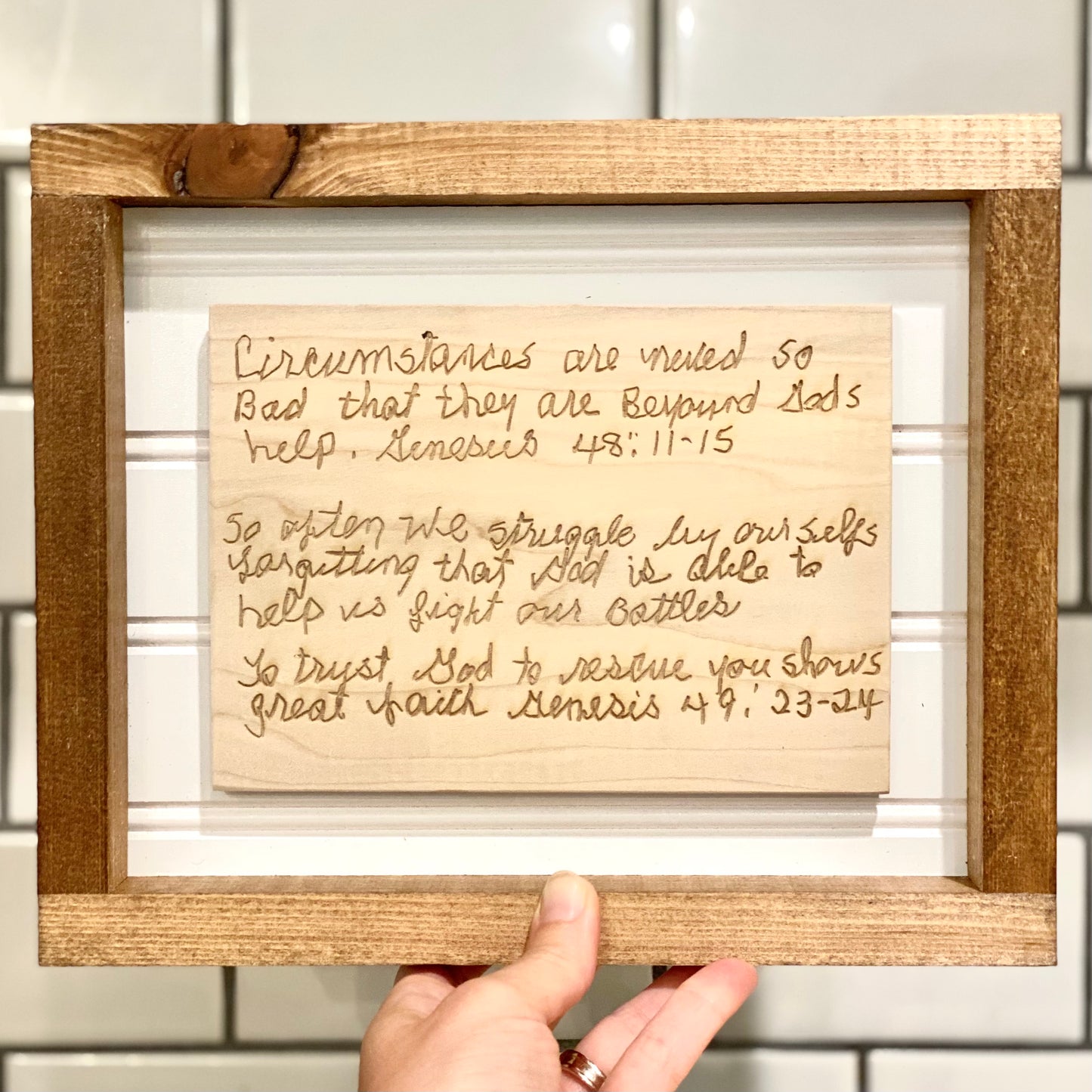 Framed Handwritten Wood Card